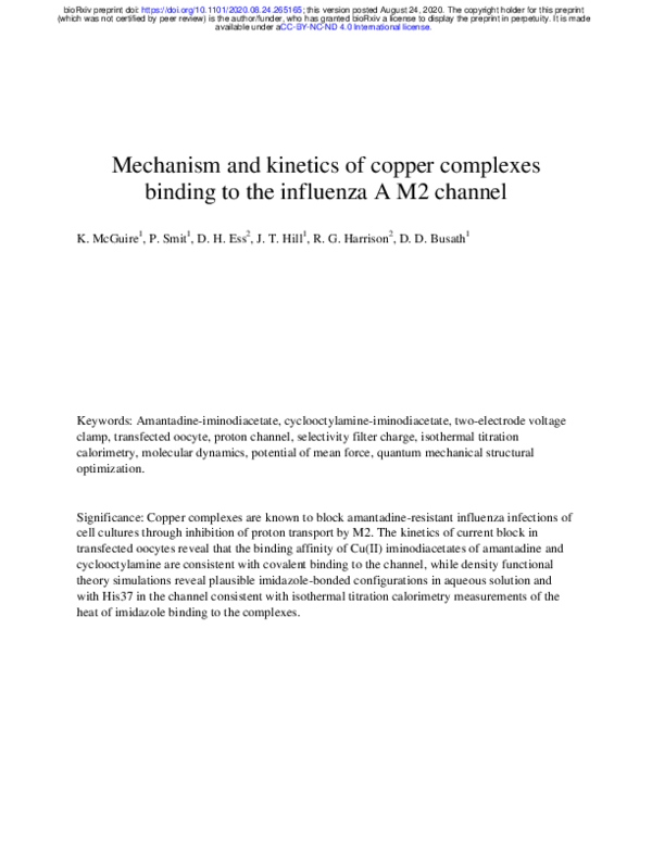 (PDF) Mechanism and kinetics of copper complexes binding to the ...