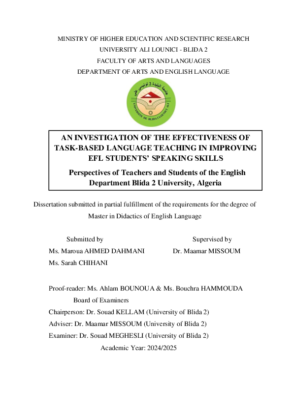 (PDF) Effectiveness of Task-Based Language Teaching in Improving EFL ...