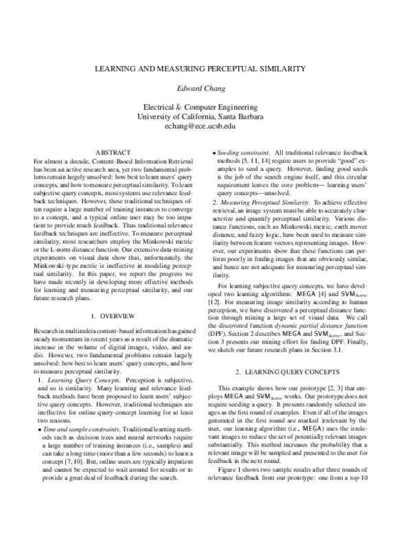 (PDF) Learning and Measuring Perceptual Similarity