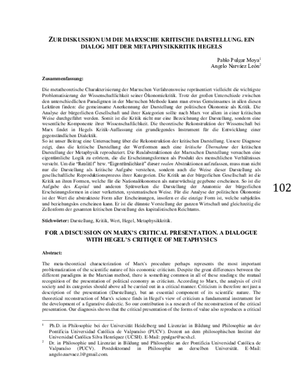 (PDF) Zur Diskussion um die Marxsche kritische Darstellung. Ein Dialog ...