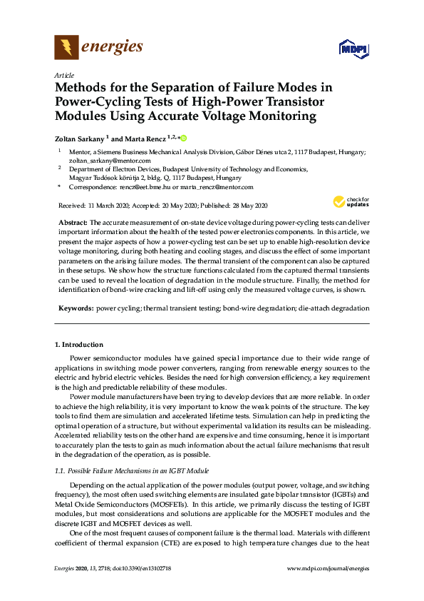 (PDF) Methods for the Separation of Failure Modes in Power-Cycling ...