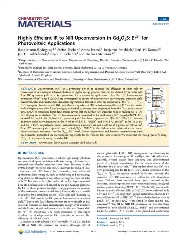 (PDF) Highly Efficient IR to NIR Upconversion in Gd2O2S: Er3+ for ...