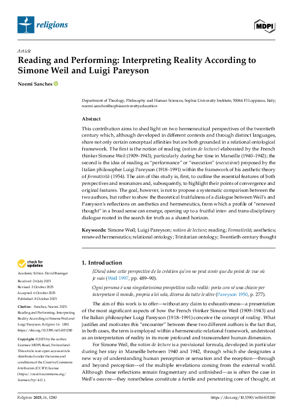 (PDF) Reading and Performing: Interpreting Reality According to Simone ...