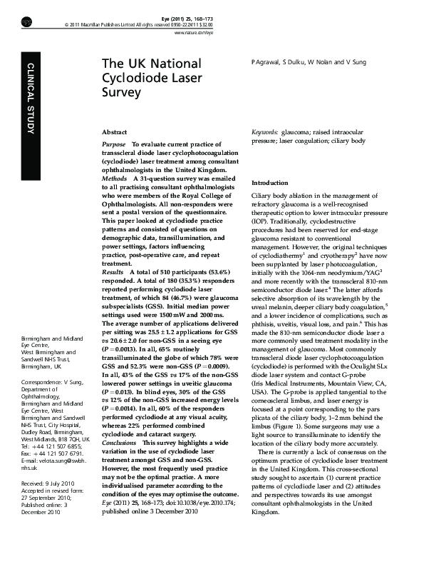 (PDF) The UK National Cyclodiode Laser Survey