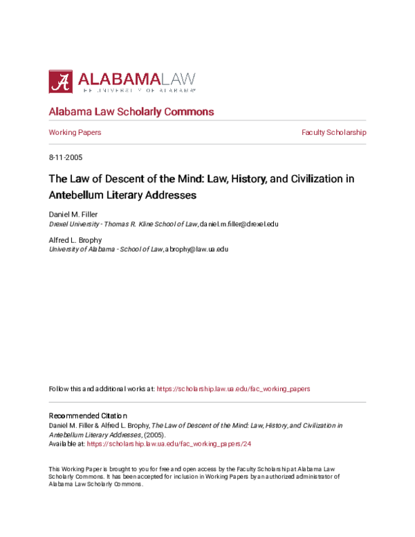 (PDF) The Law of Descent of the Mind: Law, History, and Civilization in ...