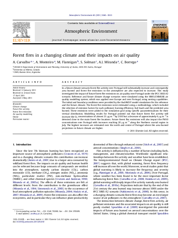 (PDF) Forest fires in a changing climate and their impacts on air quality