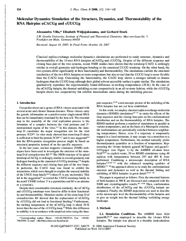 (PDF) Molecular Dynamics Simulation of the Structure, Dynamics, and ...