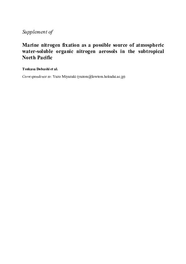(PDF) Supplementary material to "Marine nitrogen fixation as a possible ...