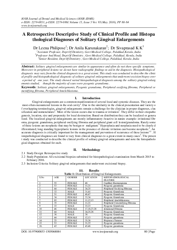 (PDF) A Retrospective Descriptive Study of Clinical Profile and Histopa ...