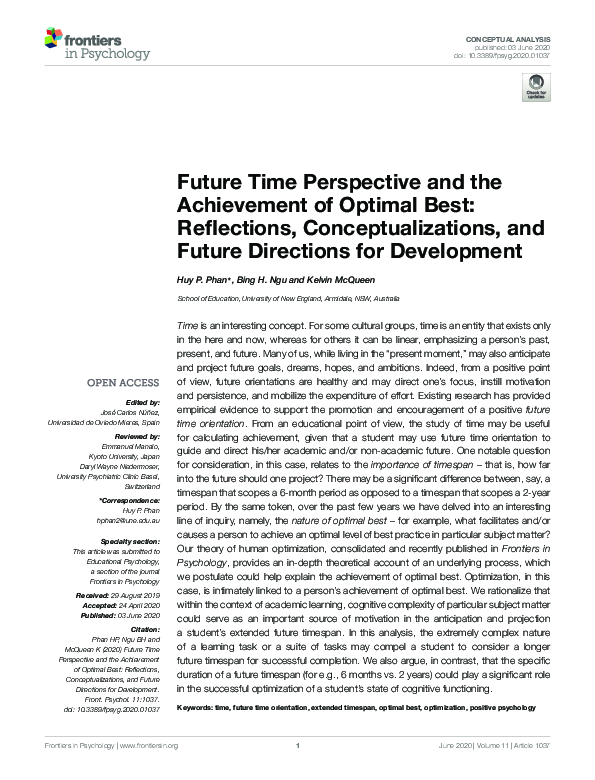 (PDF) Future Time Perspective and the Achievement of Optimal Best ...