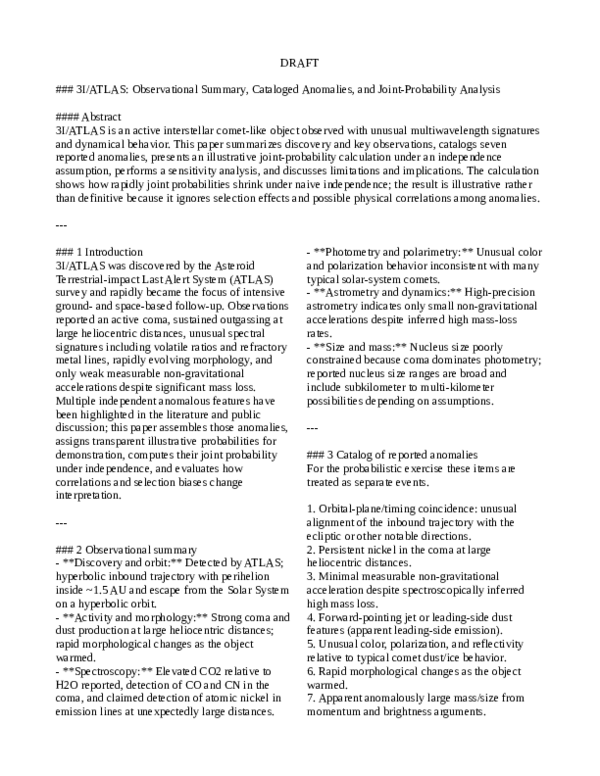 Pdf 3i Atlas Observational Summary Cataloged Anomalies And Joint