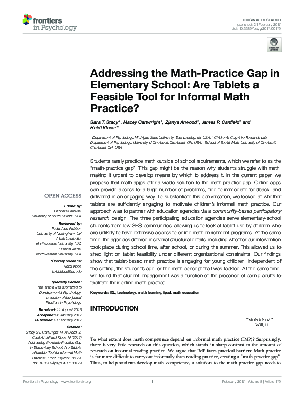 (PDF) Addressing the Math-Practice Gap in Elementary School: Are ...