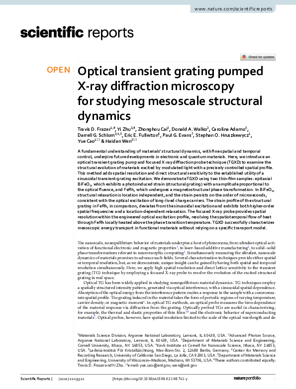 (PDF) Optical transient grating pumped X-ray diffraction microscopy for ...
