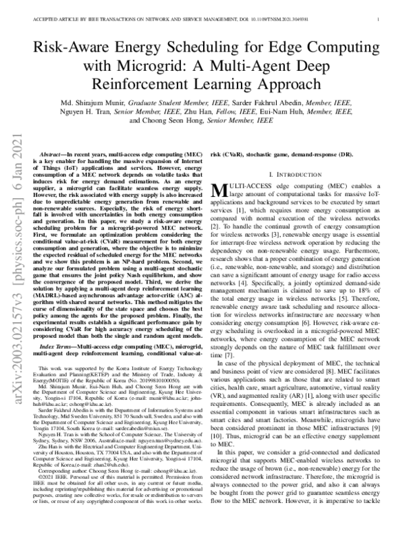 (PDF) Risk-Aware Energy Scheduling for Edge Computing With Microgrid: A ...