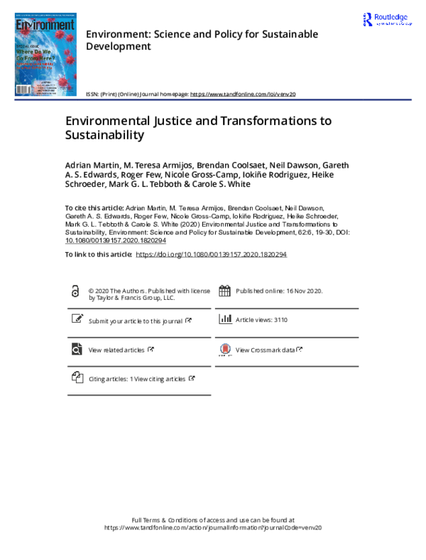 (PDF) Environmental Justice and Transformations to Sustainability