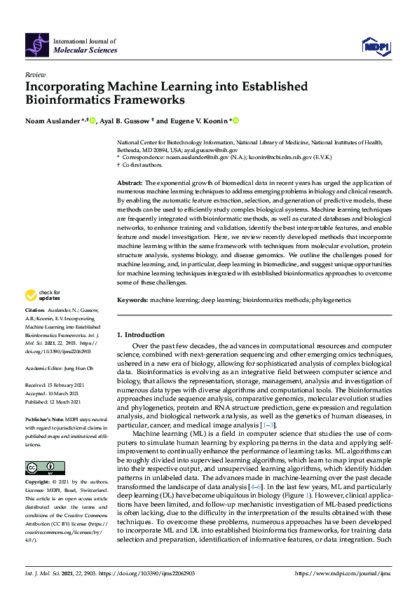 (PDF) Incorporating Machine Learning into Established Bioinformatics ...