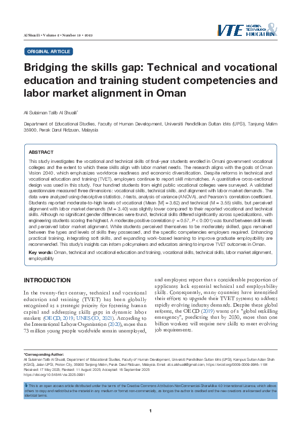 (PDF) Bridging the skills gap: Technical and vocational education and ...