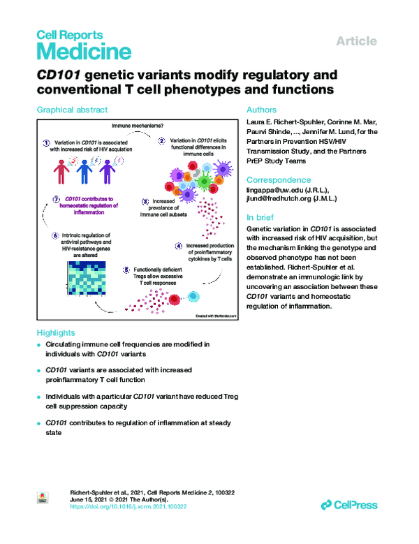 (PDF) CD101 genetic variants modify regulatory and conventional T cell ...