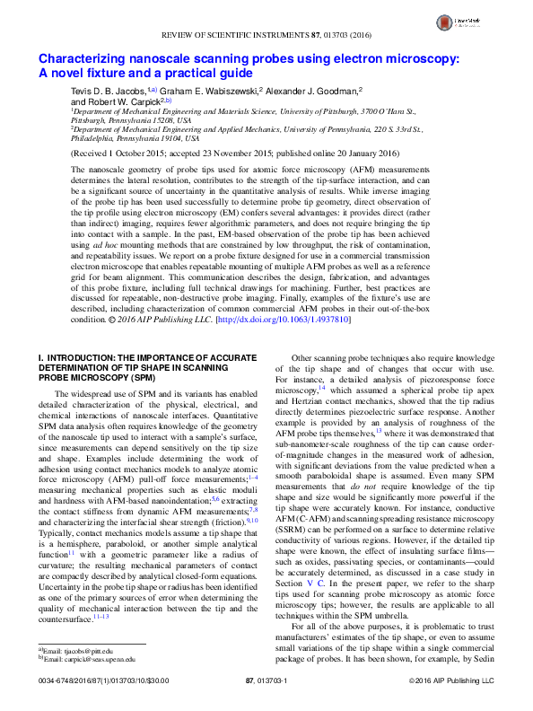(PDF) Characterizing nanoscale scanning probes using electron ...