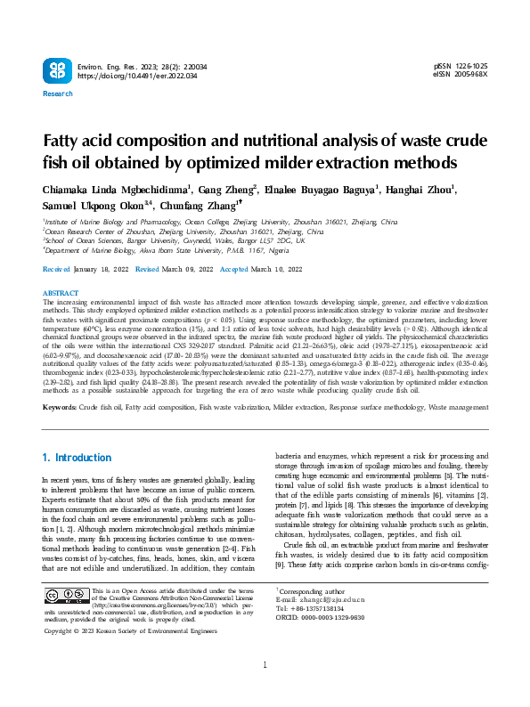 (PDF) Fatty acid composition and nutritional analysis of waste crude ...