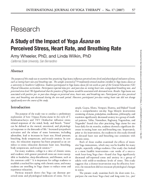 (PDF) A Study of the Impact of Yoga Âsana on Perceived Stress, Heart ...