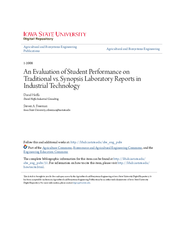 (PDF) An Evaluation of Student Performance on Traditional vs. Synopsis ...