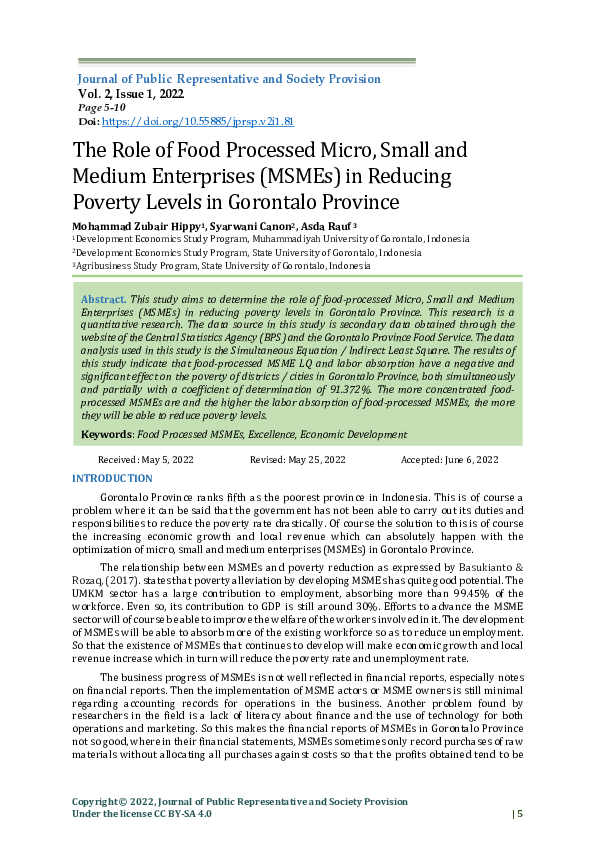 (PDF) The Role of Food Processed Micro, Small and Medium Enterprises ...