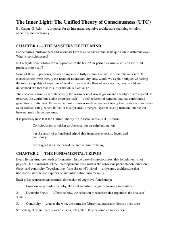 (PDF) The Inner Light: The Unified Theory of Consciousness