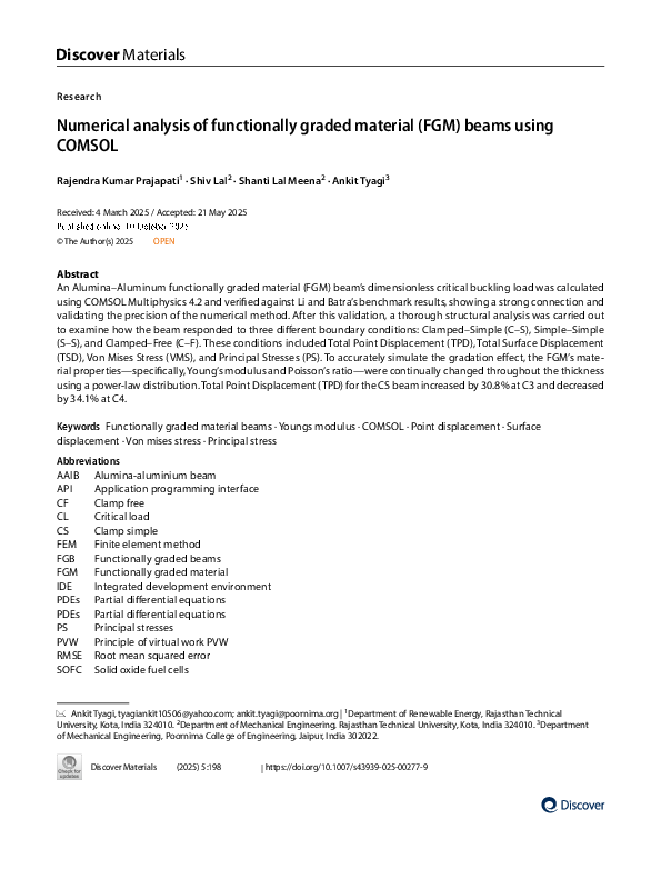 (PDF) Numerical analysis of functionally graded material (FGM) beams ...