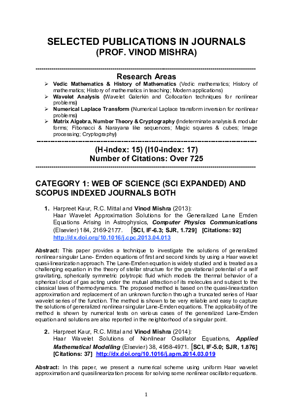 (PDF) List of Selected Publications in Journals