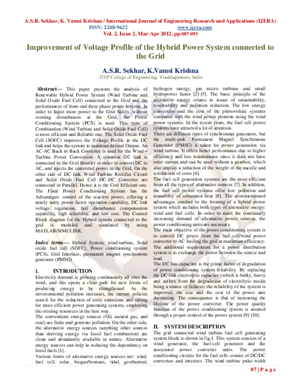 (PDF) Improvement of Voltage Profile of the Hybrid Power System ...