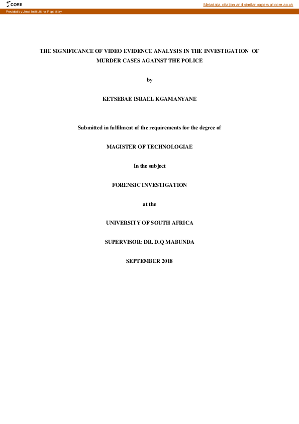 (PDF) The significance of video evidence analysis in the investigation ...