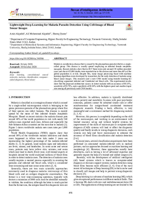 (PDF) Lightweight Deep Learning for Malaria Parasite Detection Using ...
