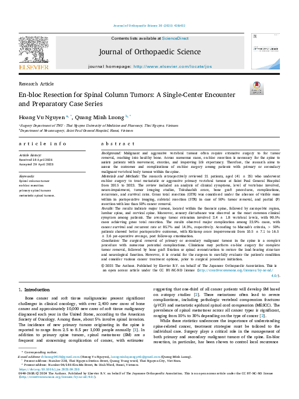 (PDF) En-bloc Resection for Spinal Column Tumors: A Single-Center ...