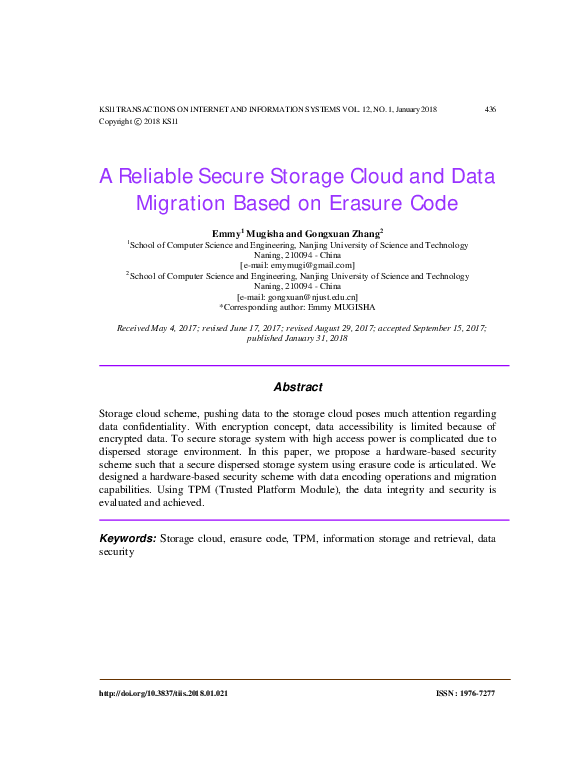 (PDF) A Reliable Secure Storage Cloud and Data Migration Based on ...