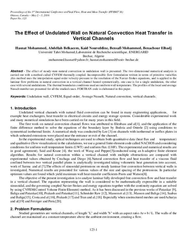 (PDF) The Effect of Undulated Wall on Natural Convection Heat Transfer ...