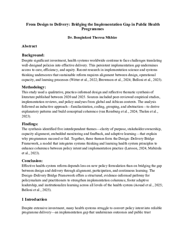 (PDF) From Design to Delivery: Bridging the Implementation Gap in ...