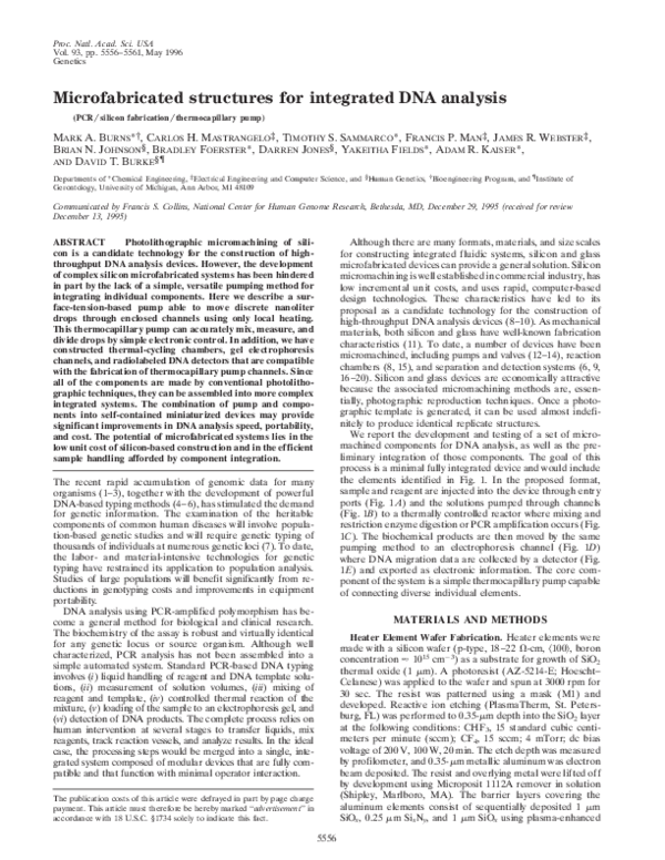 (PDF) Microfabricated structures for integrated DNA analysis