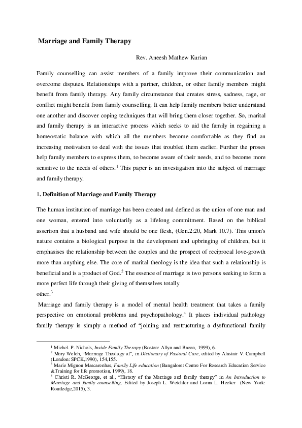 (PDF) Marriage and Family Therapy