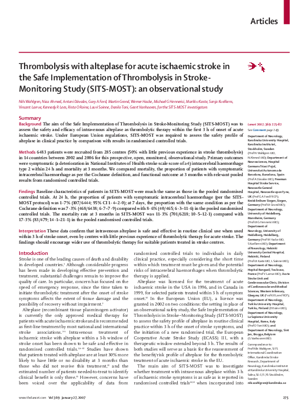(PDF) Thrombolysis with alteplase for acute ischaemic stroke in the ...