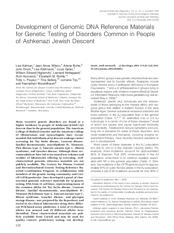 (PDF) Development of Genomic DNA Reference Materials for Genetic ...