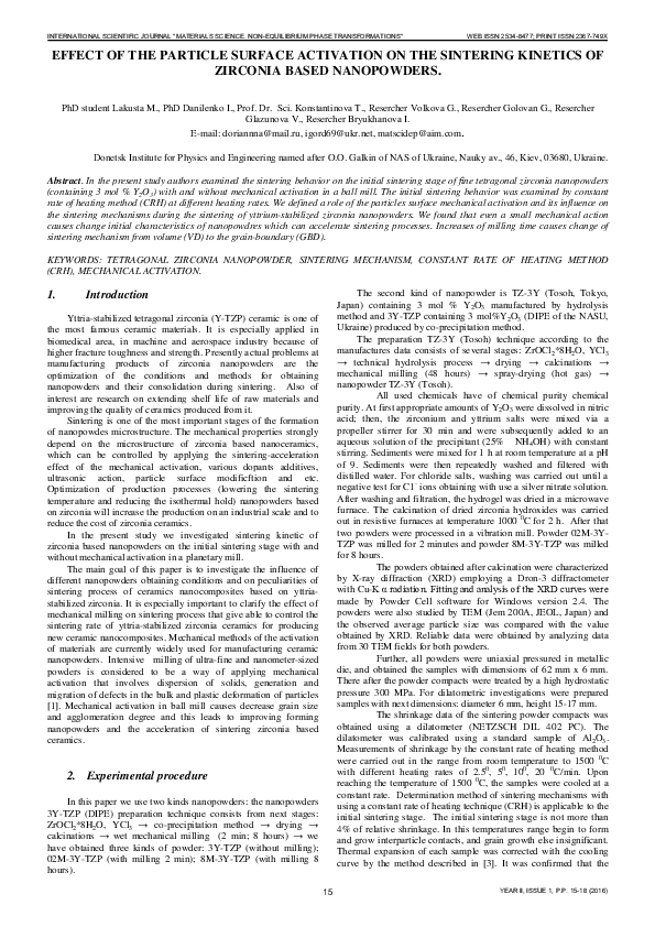 (PDF) Effect of the Particle Surface Activation on the Sintering ...
