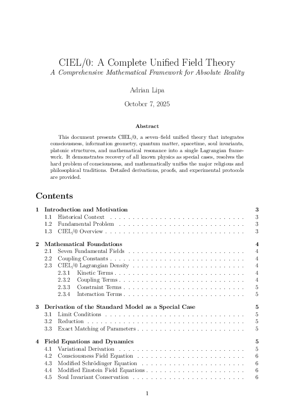 (PDF) CIEL/0: A Complete Unified Field Theory