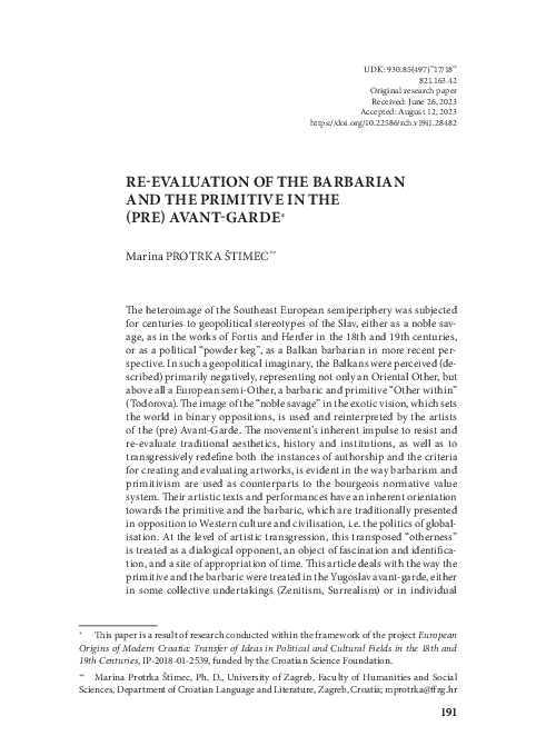 (PDF) Re-Evaluation of the Barbarian and the Primitive in the (Pre ...