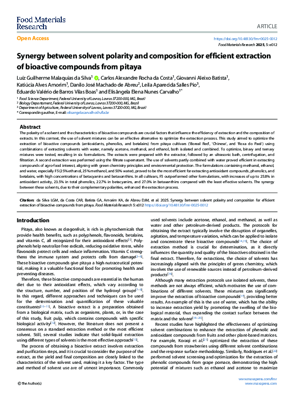 (PDF) Synergy between solvent polarity and composition for efficient ...