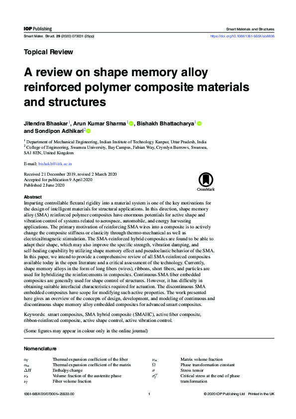 (PDF) A review on shape memory alloy reinforced polymer composite ...