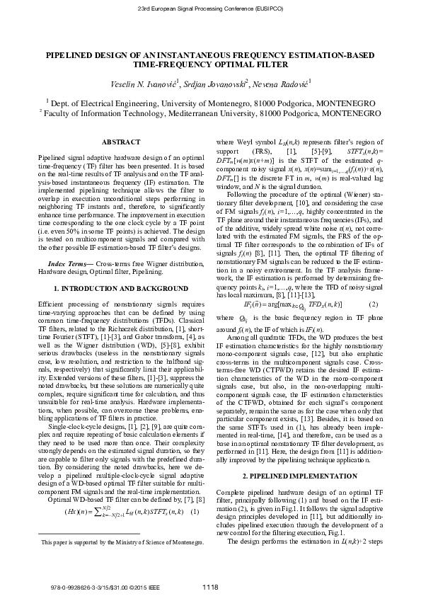 (PDF) Pipelined design of an instantaneous frequency estimation-based ...