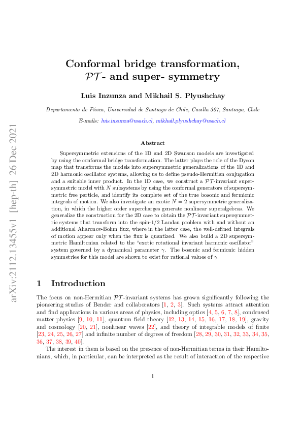 (PDF) Conformal bridge transformation, 𝒫𝒯- and super- symmetry