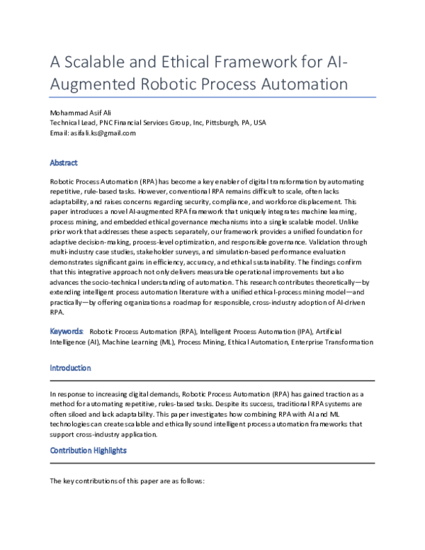 (PDF) A Scalable and Ethical Framework for AI-Augmented Robotic Process ...