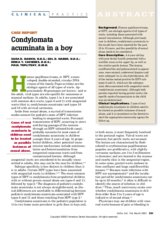 (PDF) Condylomata acuminata in a boy